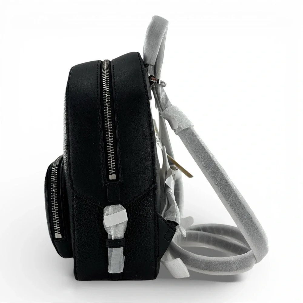 Michael Kors Jaycee XS Black Pebbled Leather Convertible Mini Backpack Crossbody